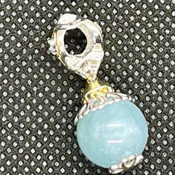 Michael Valitutti Gems en Vogue aquamarine zircon pendant charm 925 silver 18k - Picture 4 of 6